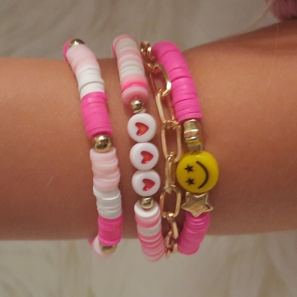 Kids Stackable Charm Bracelets-Clay beads-4 pcs Set - Picture 2 of 6